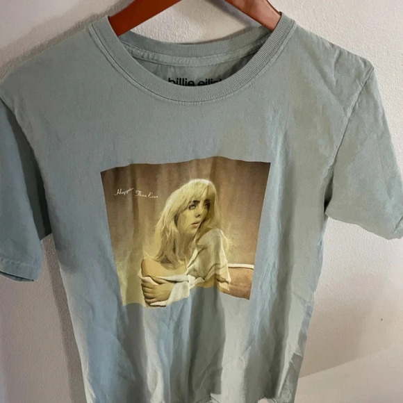 Billie Eilish small green happier that ever casual band singer shirt size Small - Picture 1 of 6